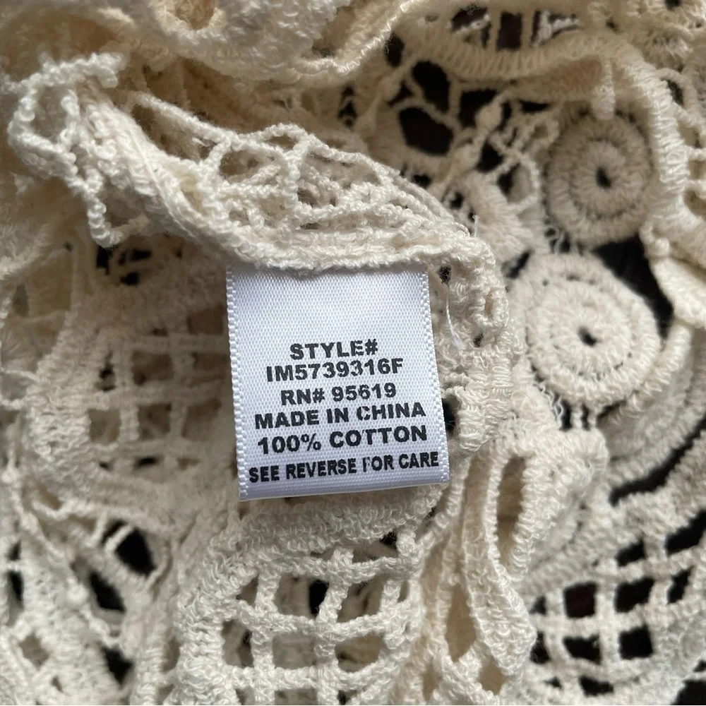 Fever Women’s Lace Mesh Cover Up Open Front Top Cream White Size Medium NWT - Picture 6 of 6